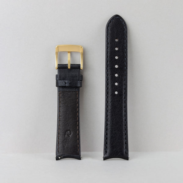 20 mm - Black Gold Leather strap